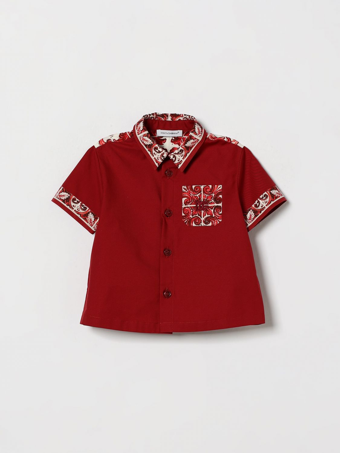 DOLCE & GABBANA Boy's Majolica Print Cotton Bowling Shirt