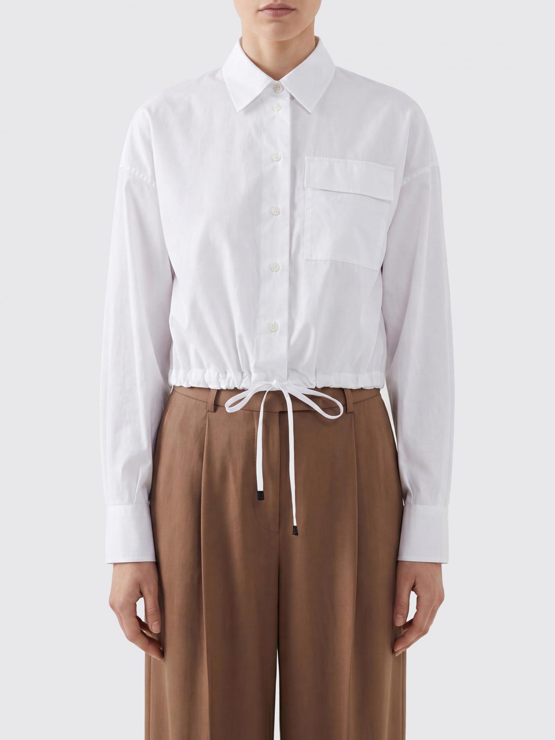BRUNELLO CUCINELLI Relaxed Fit Cotton Poplin Shirt with Drawstring Hem