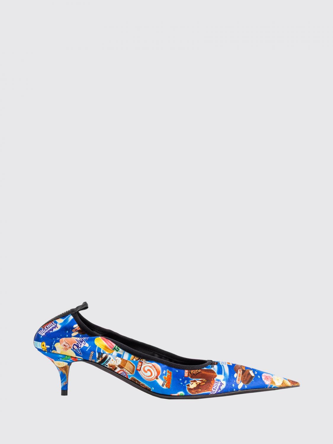 BALENCIAGA Avenue Printed Satin Pumps with an Almond Toe and Stiletto Heel