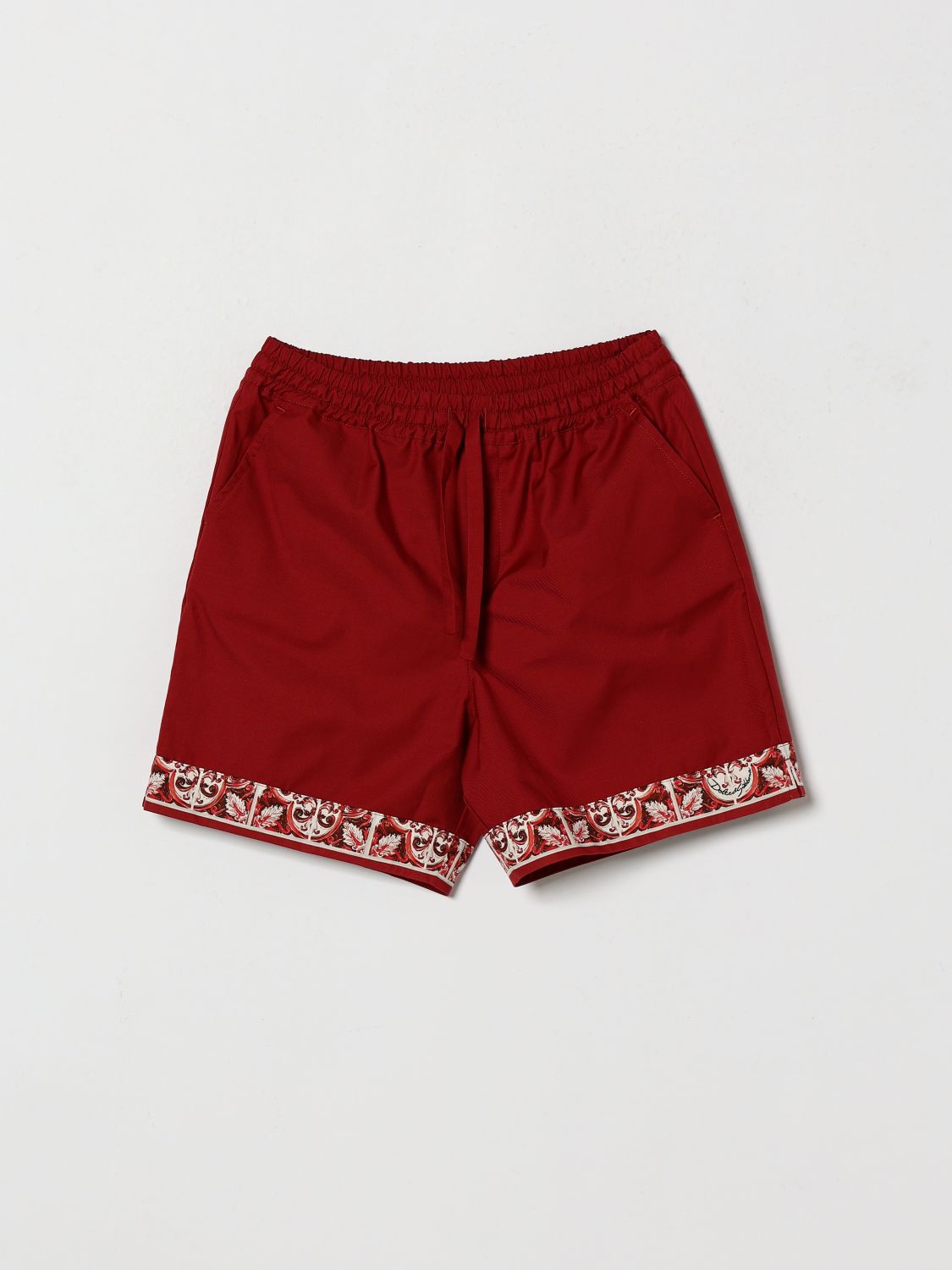DOLCE & GABBANA Boy's Cotton Shorts with Majolica Print