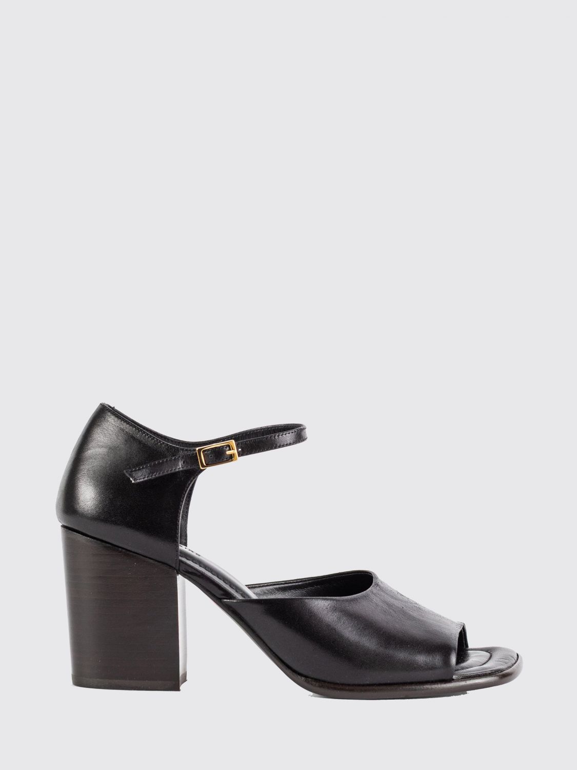 LEMAIRE Leather Mules with High Heels and an Adjustable Ankle Strap