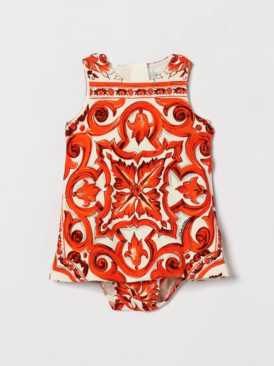 DOLCE & GABBANA Girl's Majolica Print Cotton Mini Dress and Culottes Set
