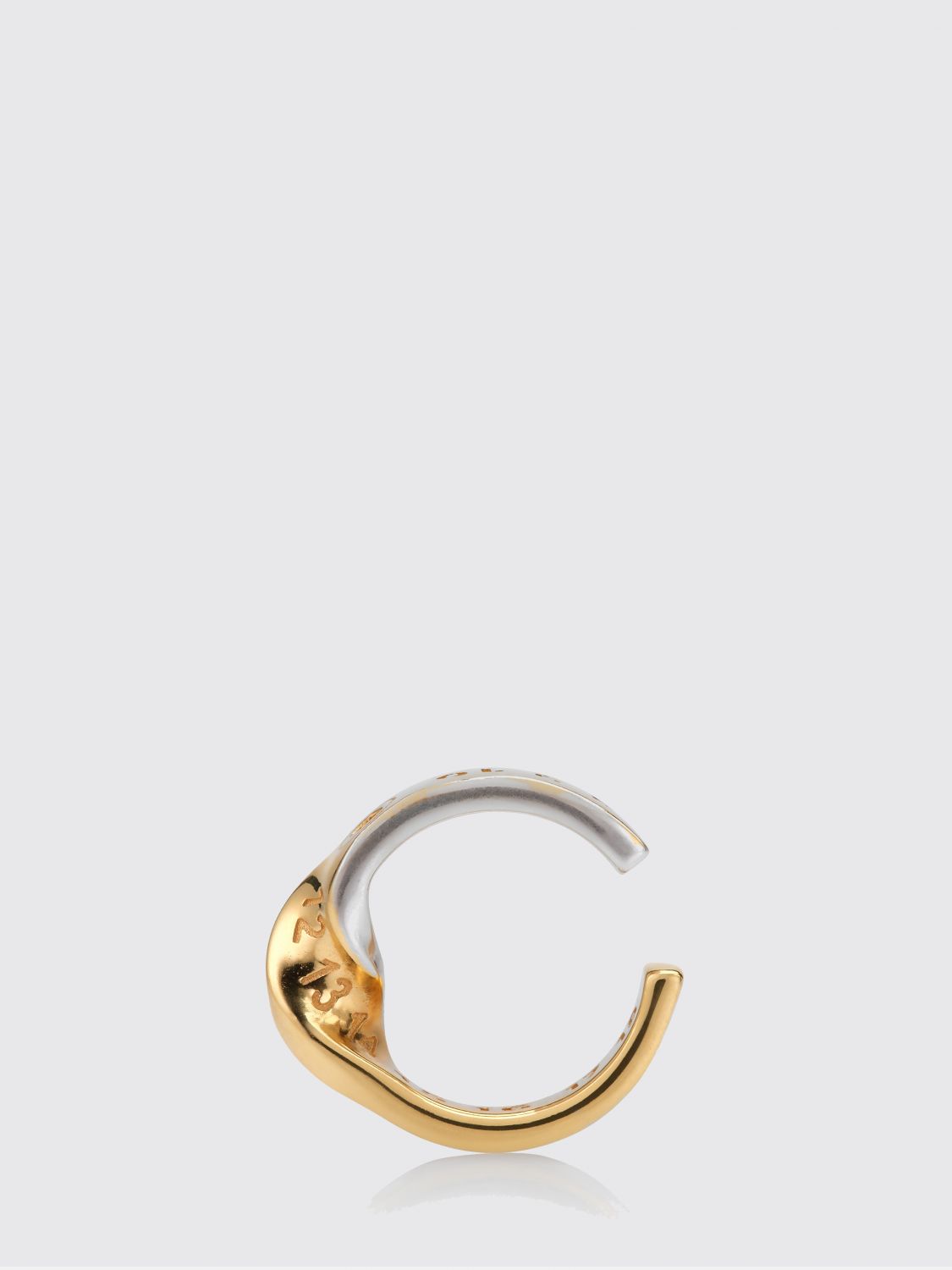 MAISON MARGIELA Two-Tone Torchon Ear Cuff in Chromed Metal with Numeric Logo