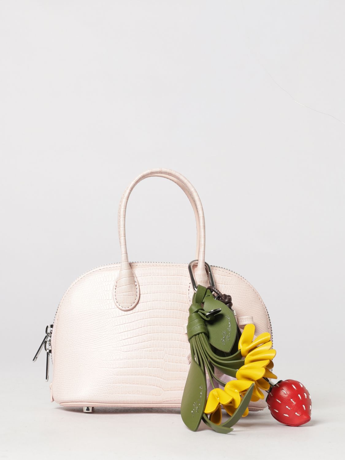 SELF-PORTRAIT Mini borsa a mano in pelle bovina con doppio manico e charm
