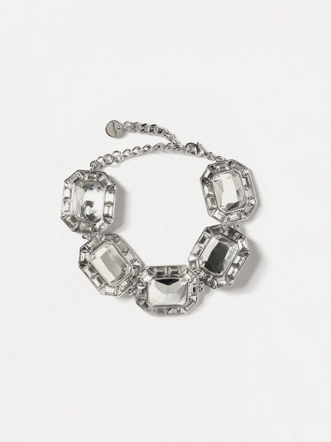 SELF-PORTRAIT Brass Choker Necklace with Square Crystals
