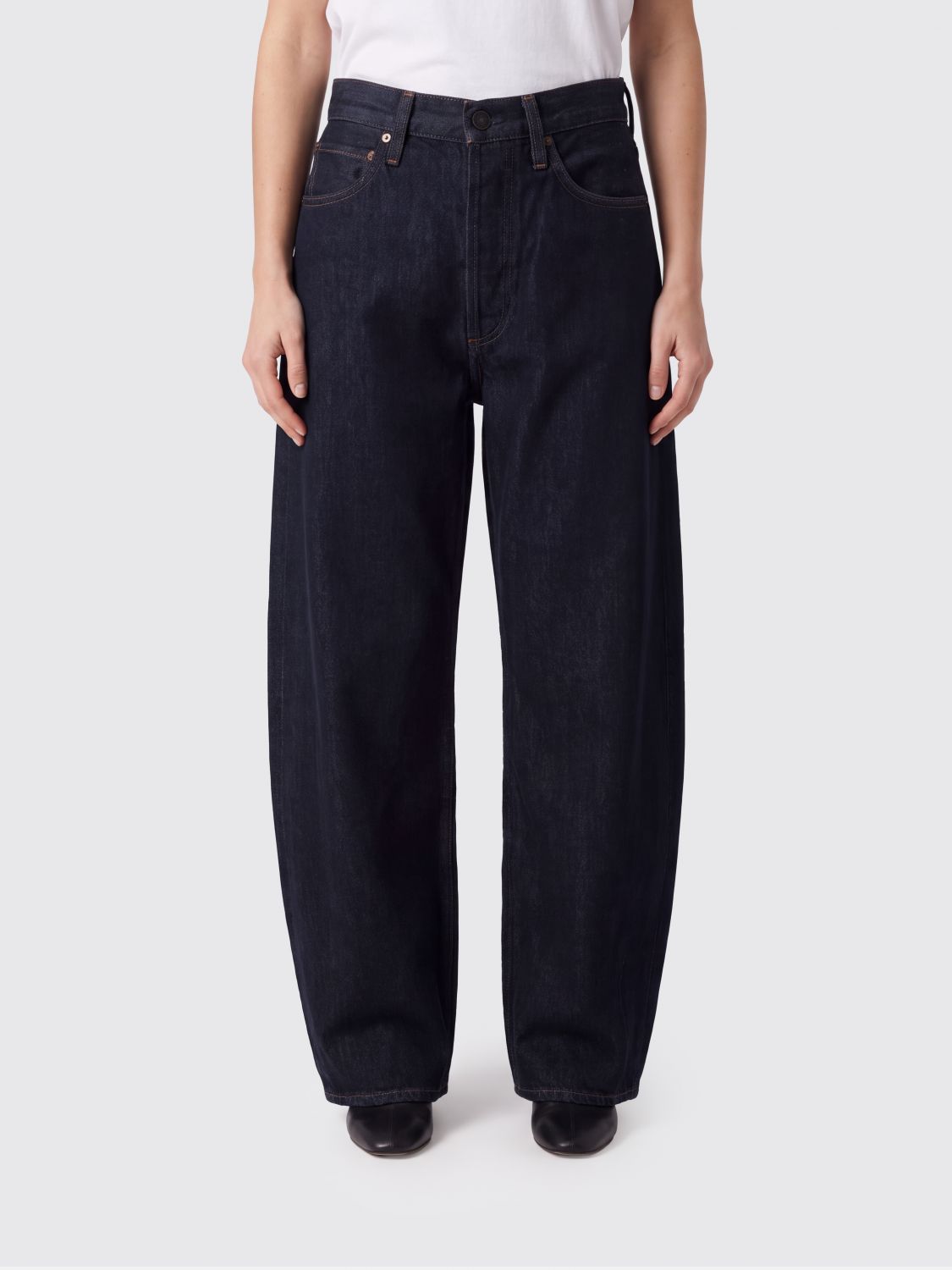 Agolde Luna High-Waisted Tapered Fit Baggy Jeans in Cotton Denim