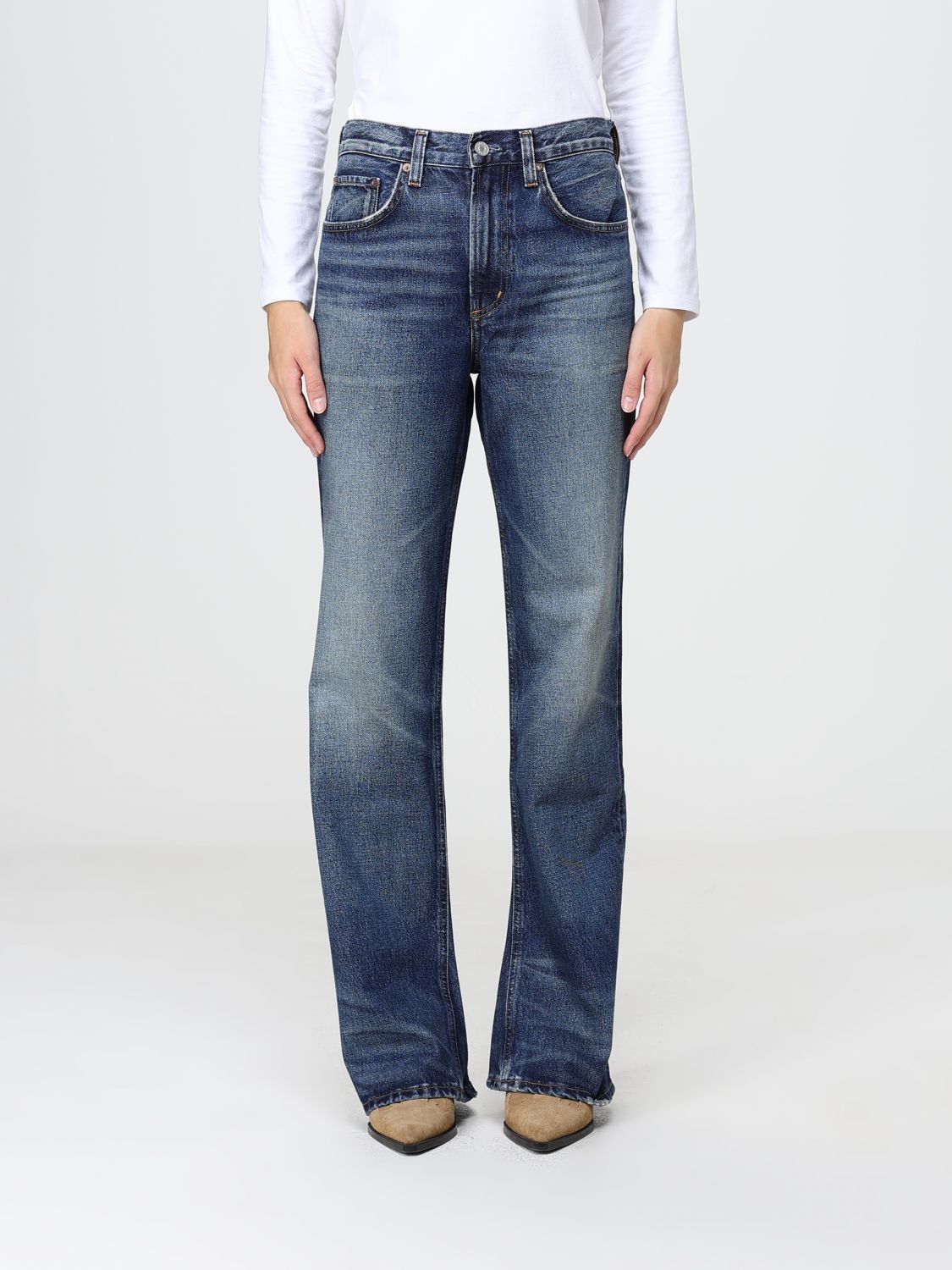 Agolde Kick High-Waisted 5-Pocket Flared Jeans in Cotton Denim