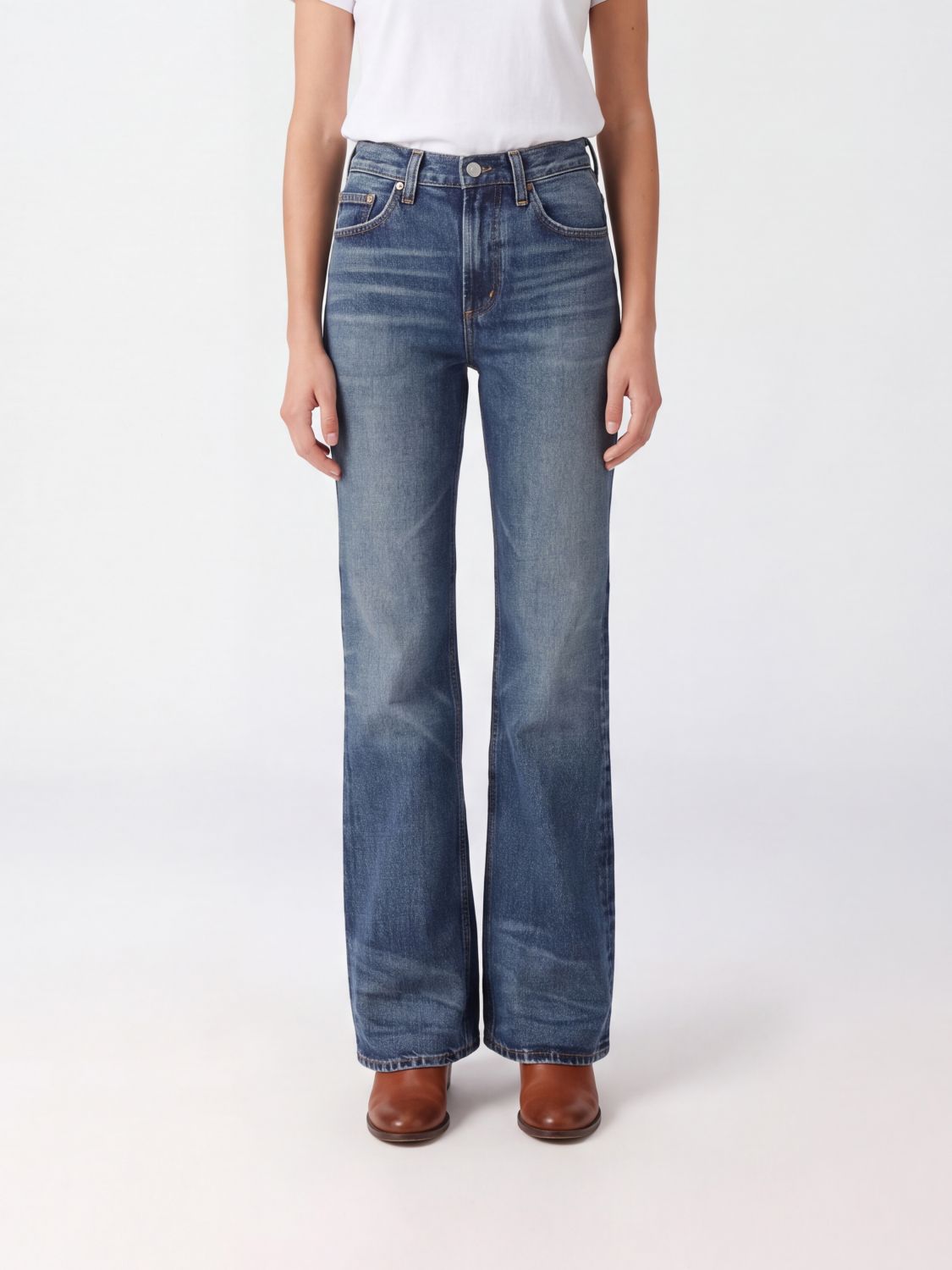 Agolde Kick High-Waisted 5-Pocket Flared Jeans in Cotton Denim