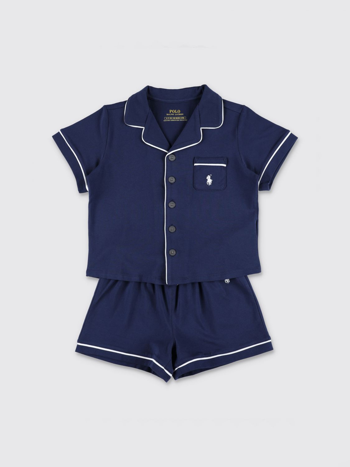 POLO RALPH LAUREN Set pigiama 2 pezzi da bambino in cotone con colletto rever