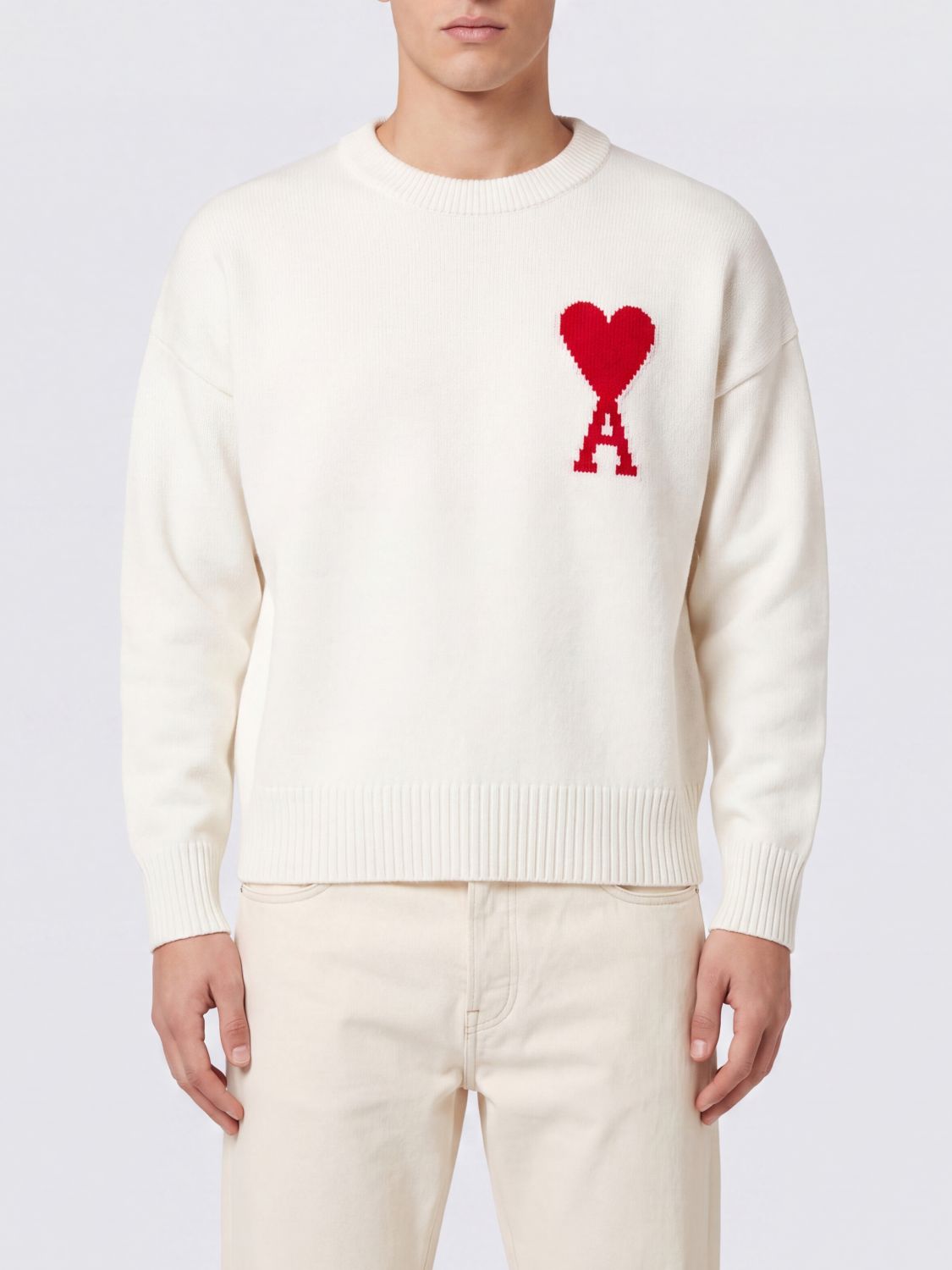 AMI PARIS Wollpullover mit Rundhalsausschnitt von mit Kontrastlogo