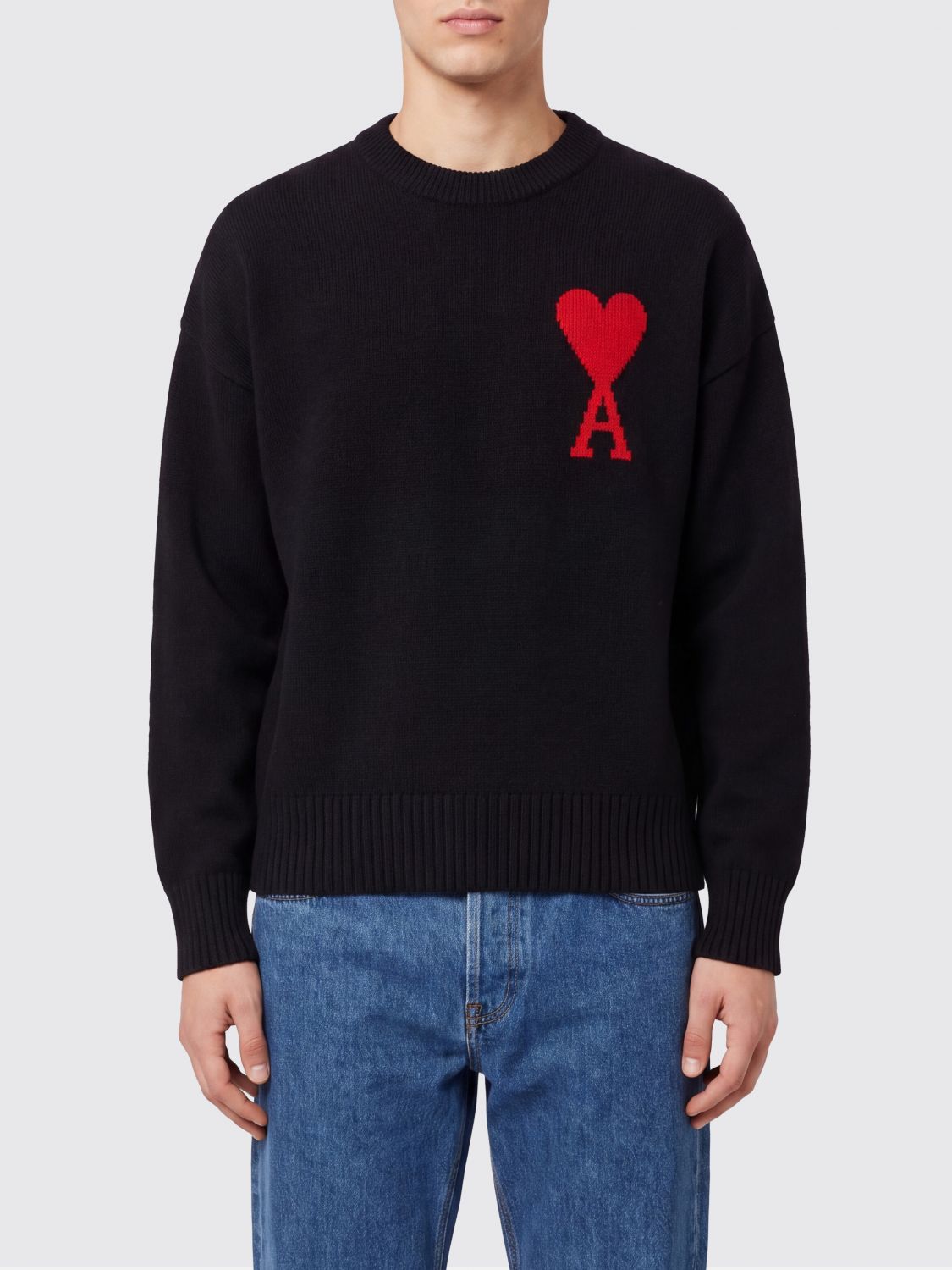AMI PARIS Wollpullover mit Rundhalsausschnitt von mit Kontrastlogo