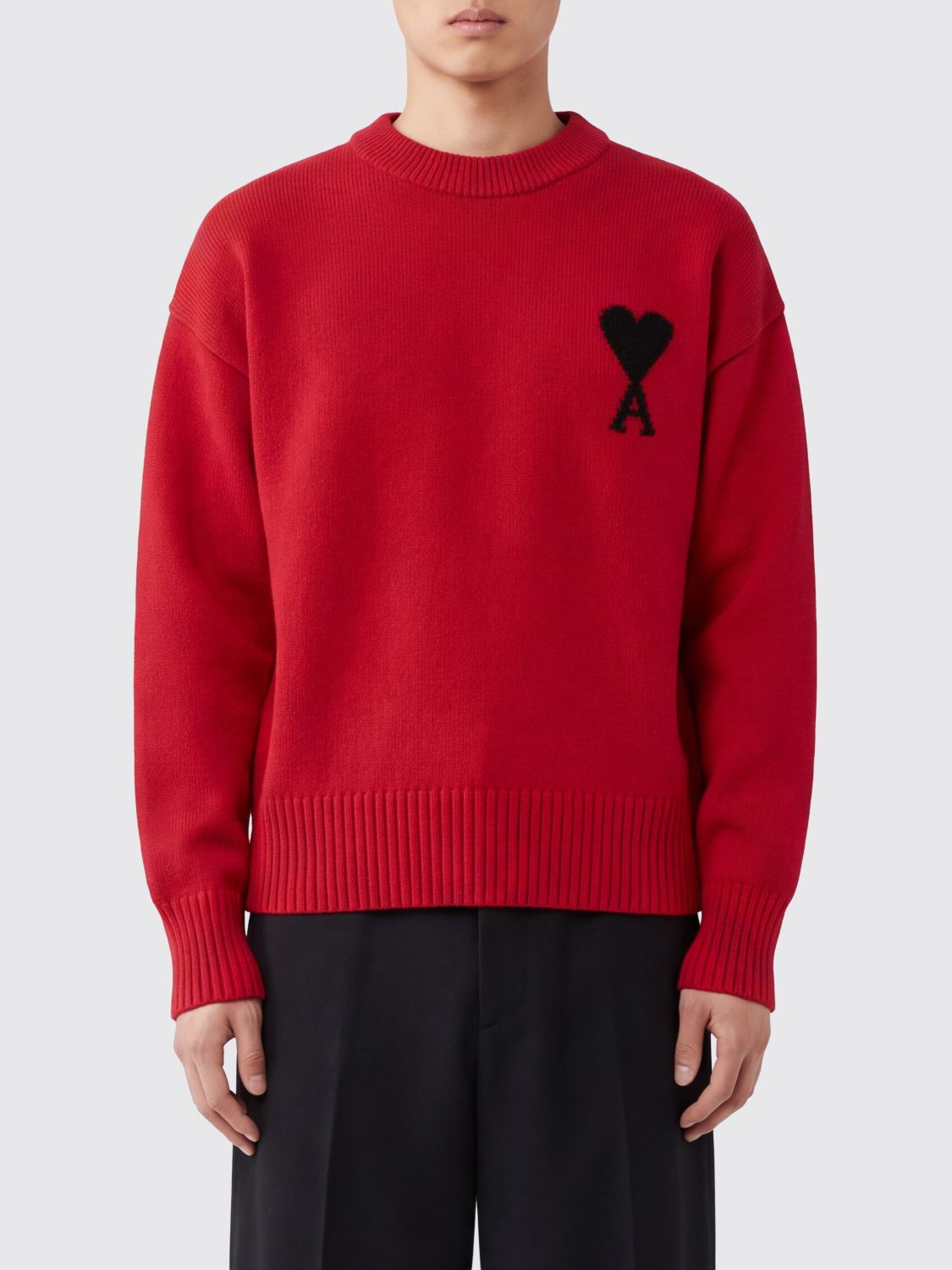 AMI PARIS Wollpullover mit Rundhalsausschnitt von mit Kontrastlogo