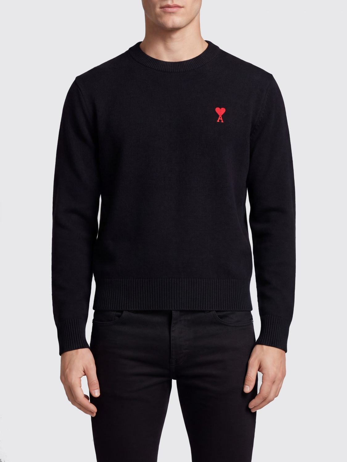 AMI PARIS Wollpullover mit Rundhalsausschnitt und Ami de Coeur-Logostickerei