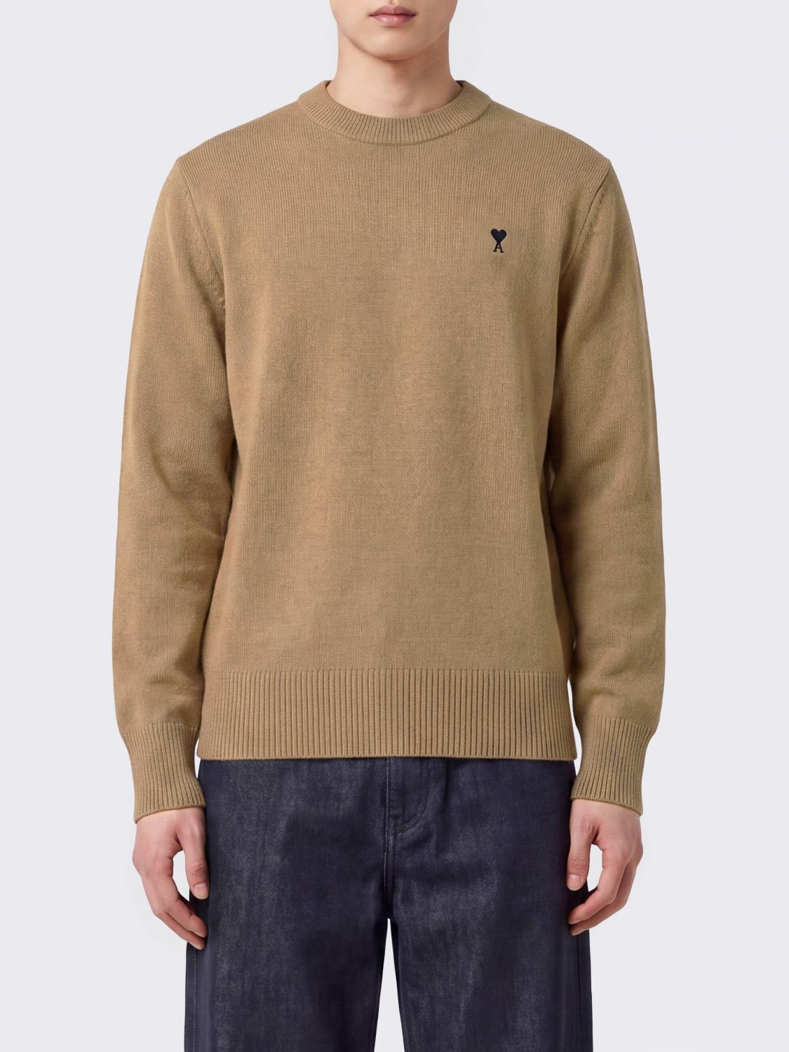 AMI PARIS Wollpullover mit Rundhalsausschnitt und Ami de Coeur-Logostickerei