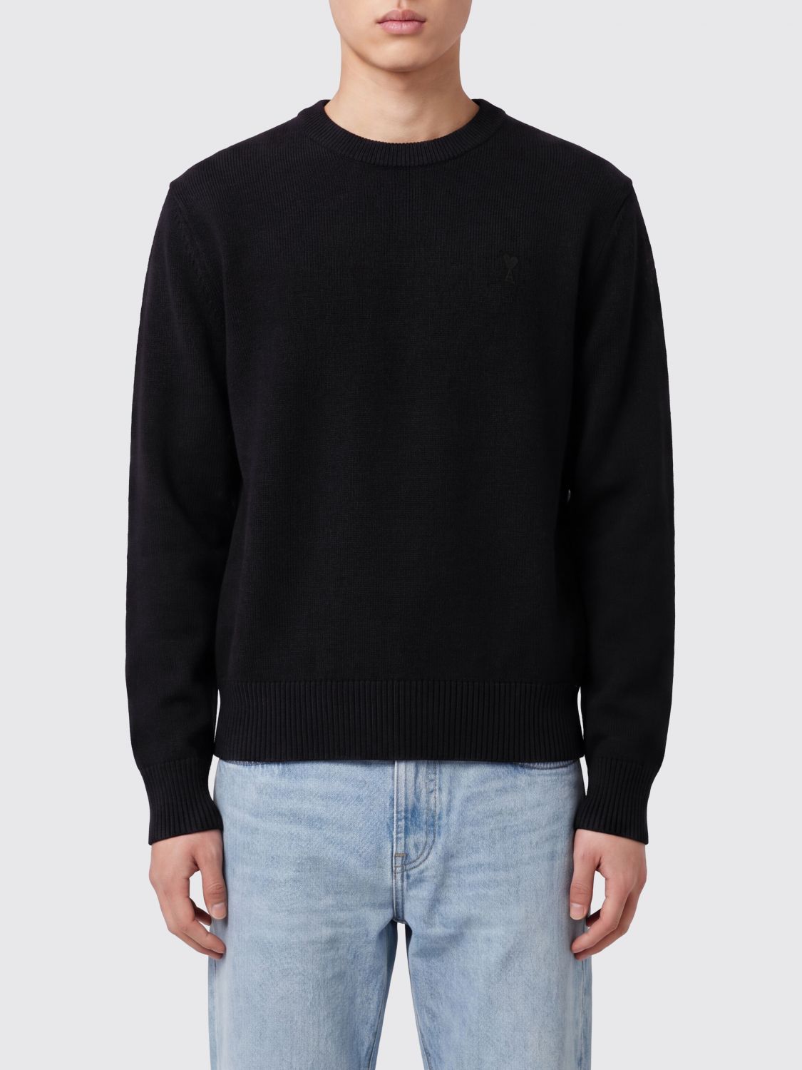 AMI PARIS Wollpullover mit Rundhalsausschnitt und Ami de Coeur-Logostickerei