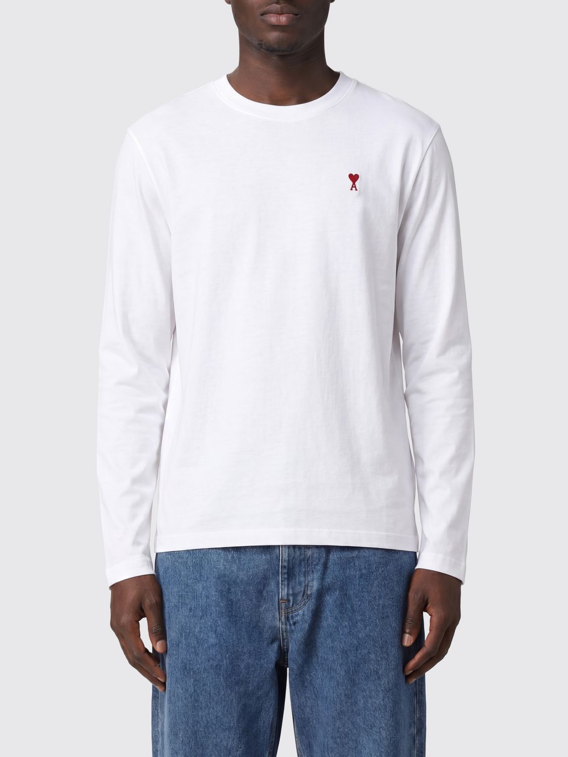 AMI PARIS Long-Sleeved Cotton Jersey T-Shirt with Embroidered Logo　AMI PARIS ロゴ刺繍長袖コットンジャージーTシャツ AMI