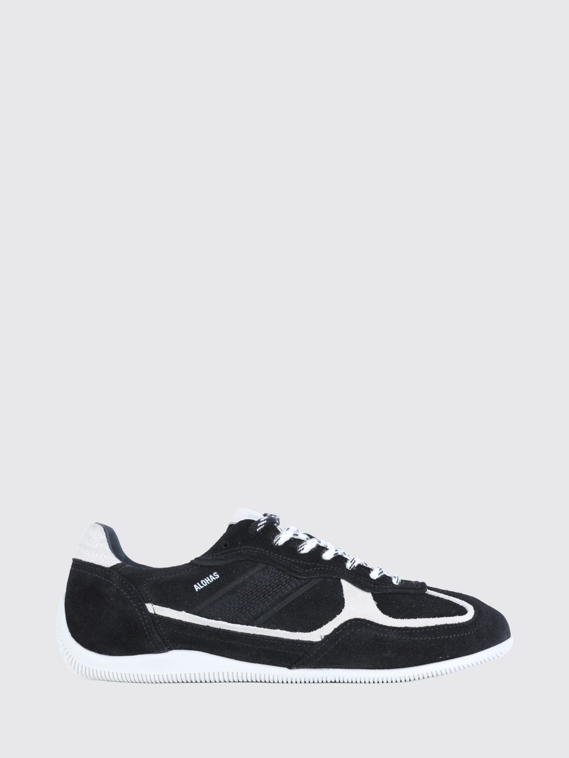 Alohas Two-Tone Leather and Suede Sneakers with Printed Logo