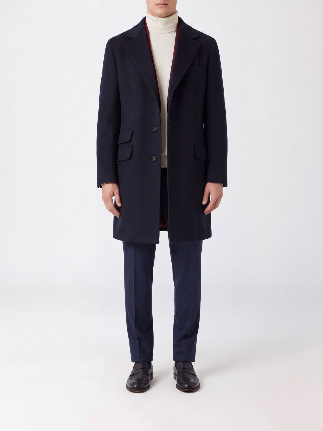 Brunello Cucinelli Single-breasted Pure Cashmere Coat With Notch Lapels In Black