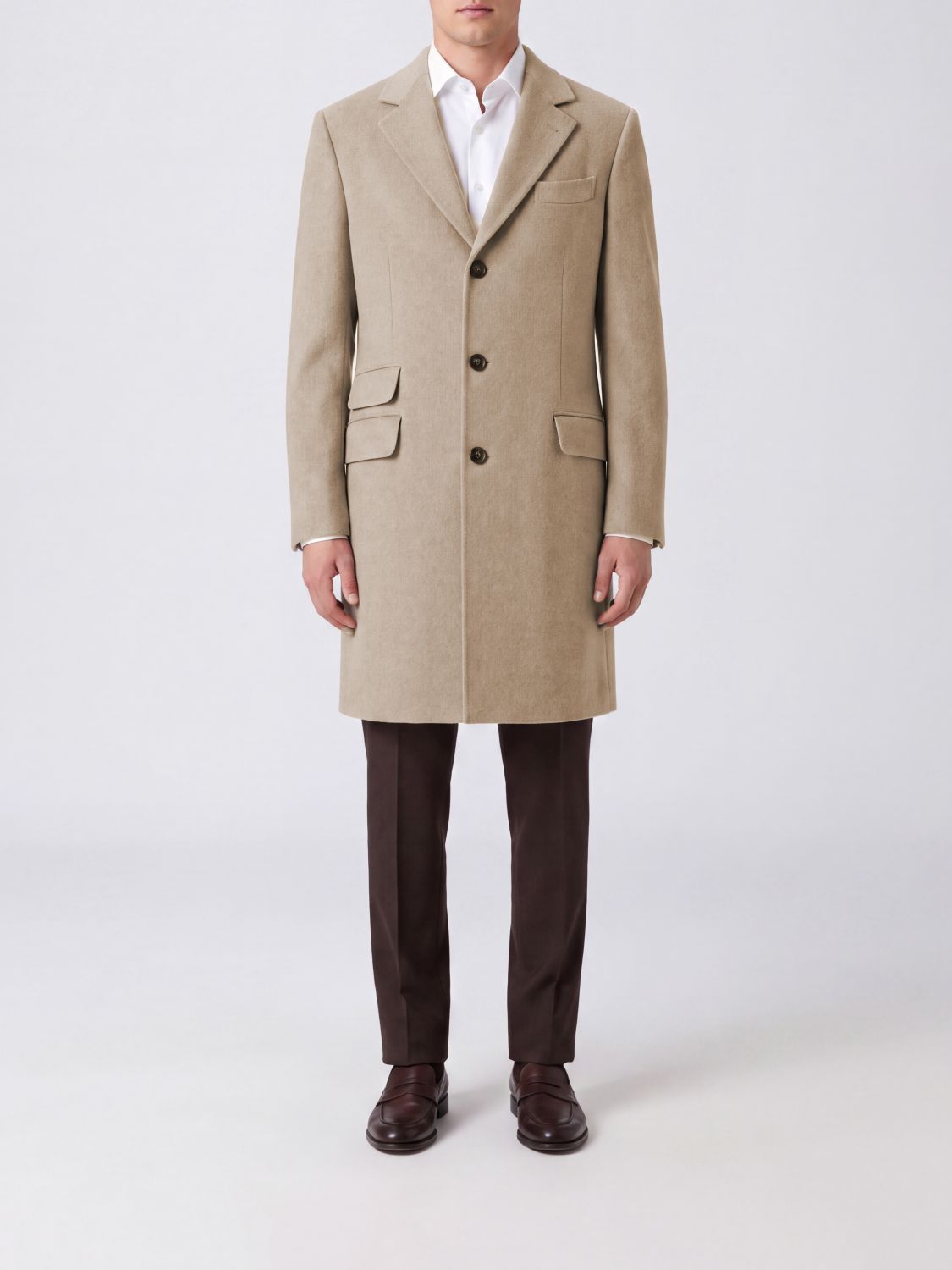 BRUNELLO CUCINELLI Cappotto monopetto in puro cashmere con rever classico