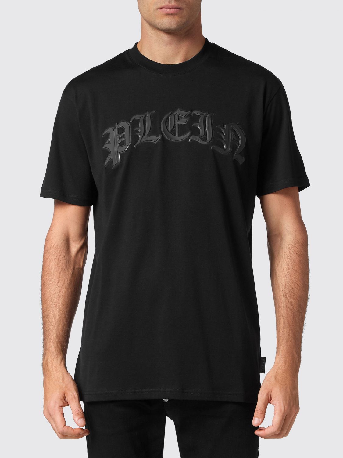 PHILIPP PLEIN Cotton Crewneck T-shirt with Front and Back Logo Print