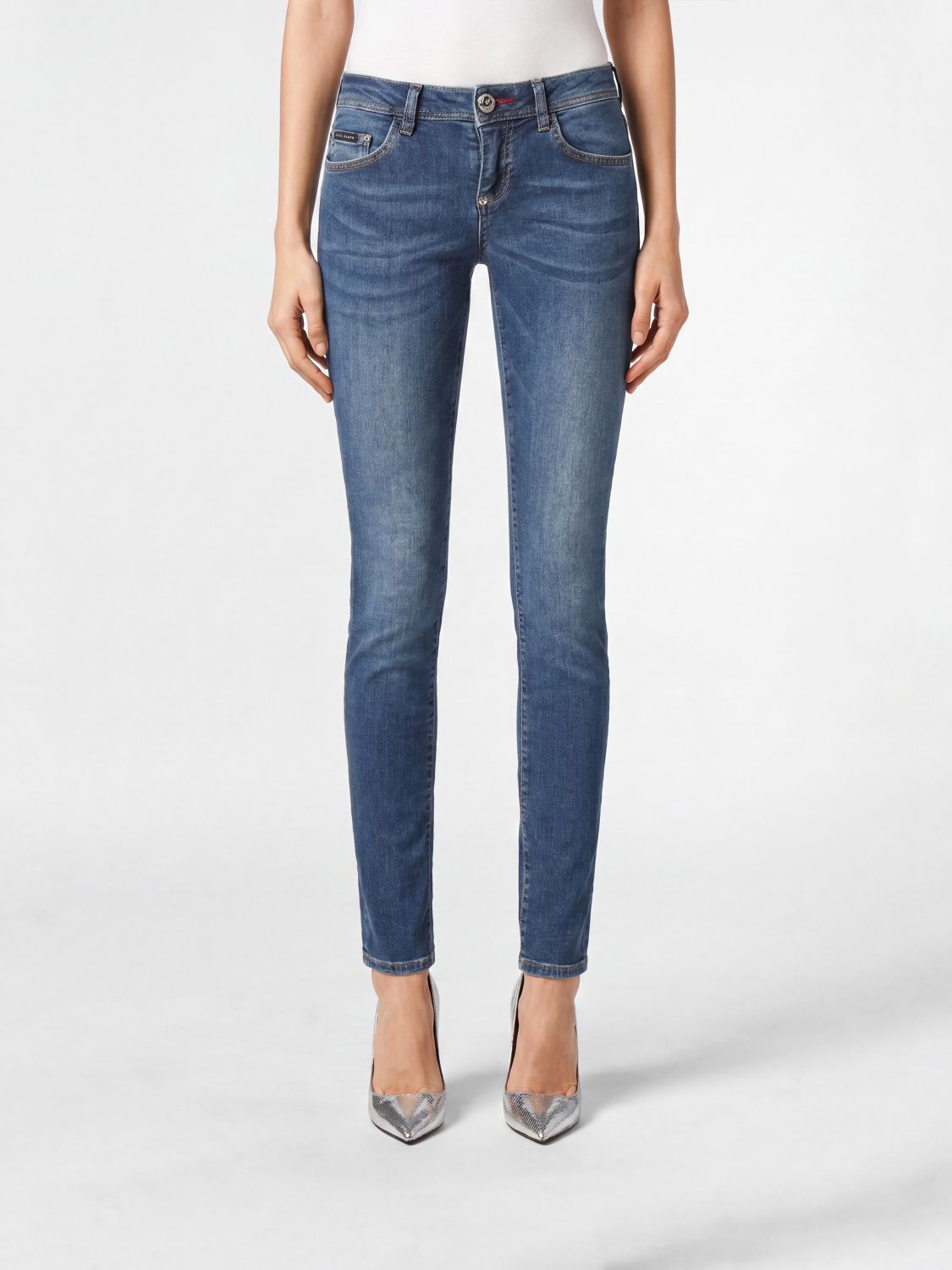 PHILIPP PLEIN Jeans skinny in denim stretch a vita media