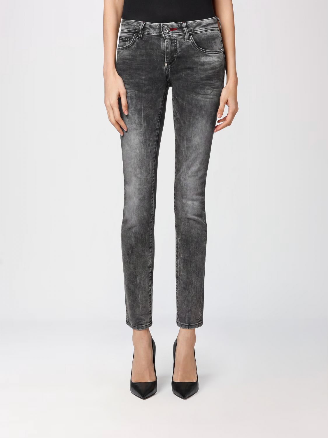 PHILIPP PLEIN Jeans skinny in denim stretch a vita media