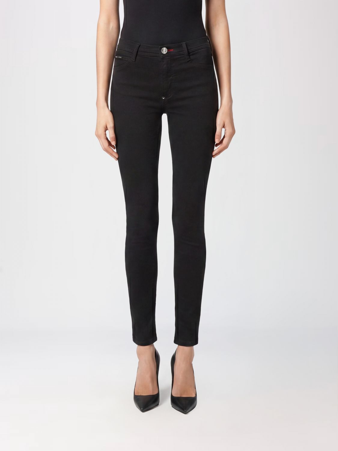 PHILIPP PLEIN High-Waisted Cropped Skinny Stretch Jeans with Used Effect
