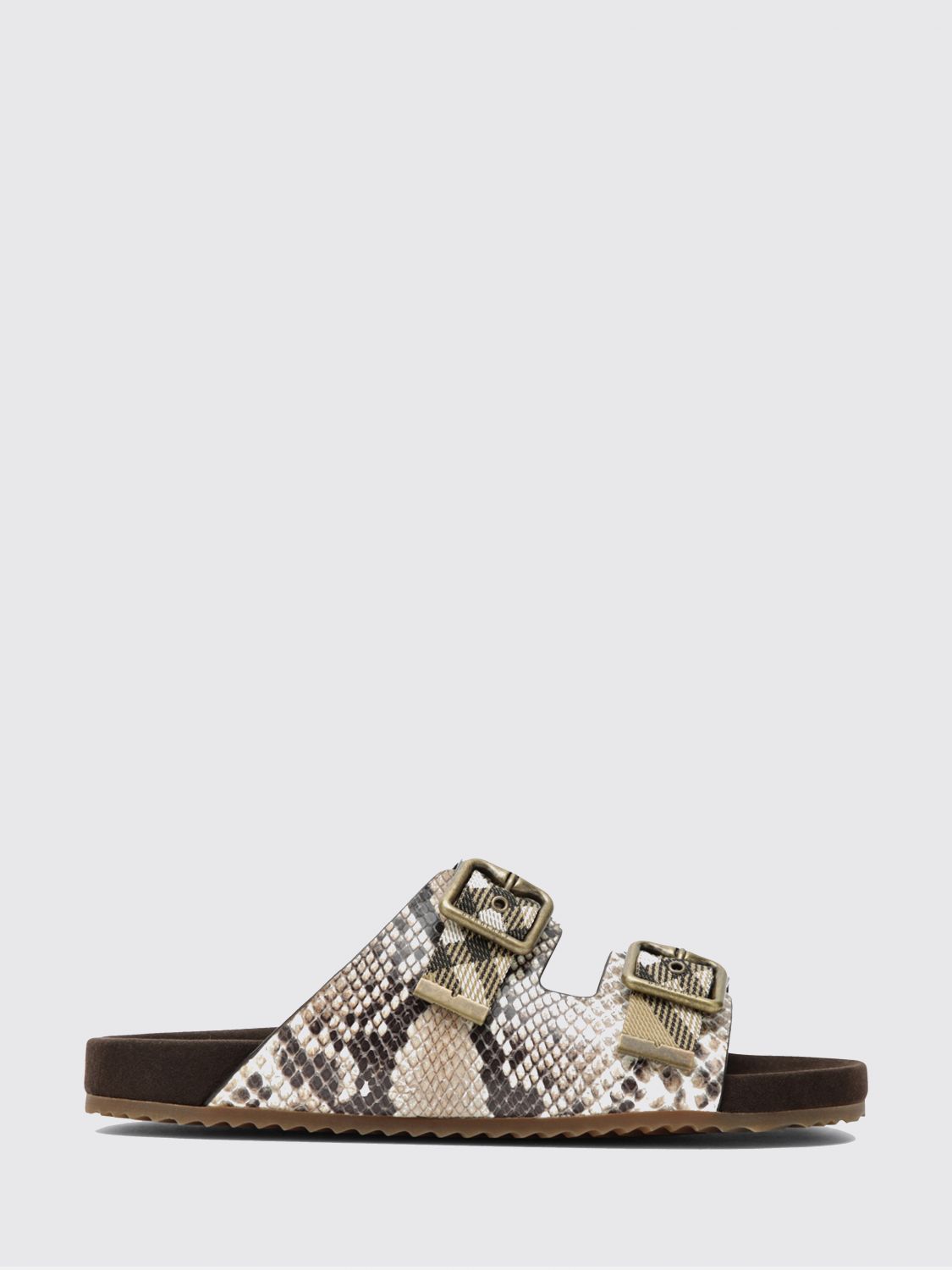 BURBERRY Sandali Urchin in pelle di vitello con stampa pitone e tacco basso