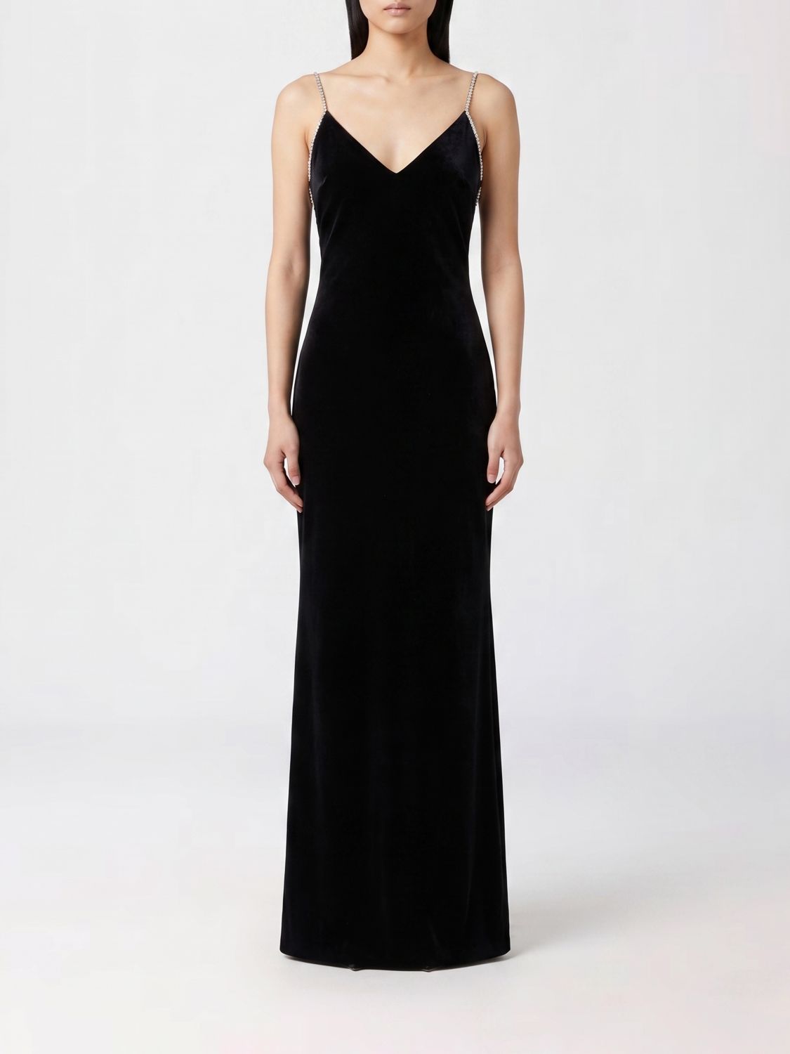 TOM FORD Long Satin Evening Gown with Jewelled Straps