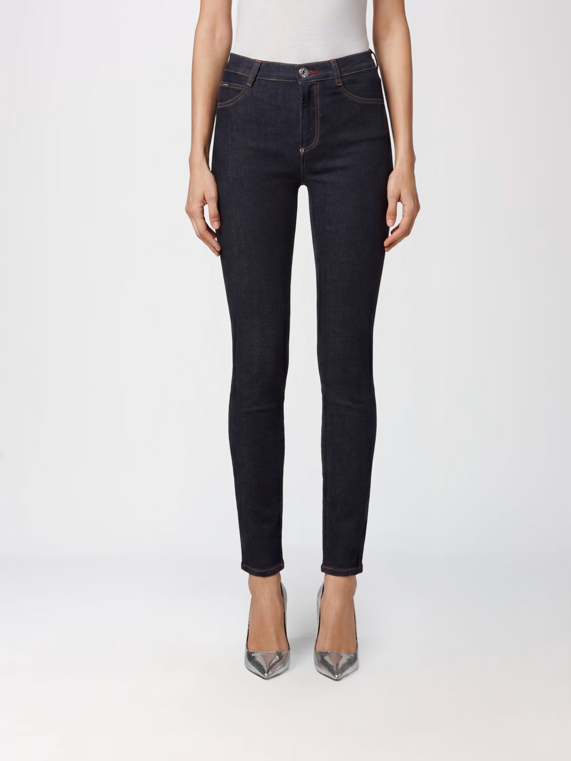PHILIPP PLEIN High-Waisted Skinny Jeans in Stretch Cotton Denim