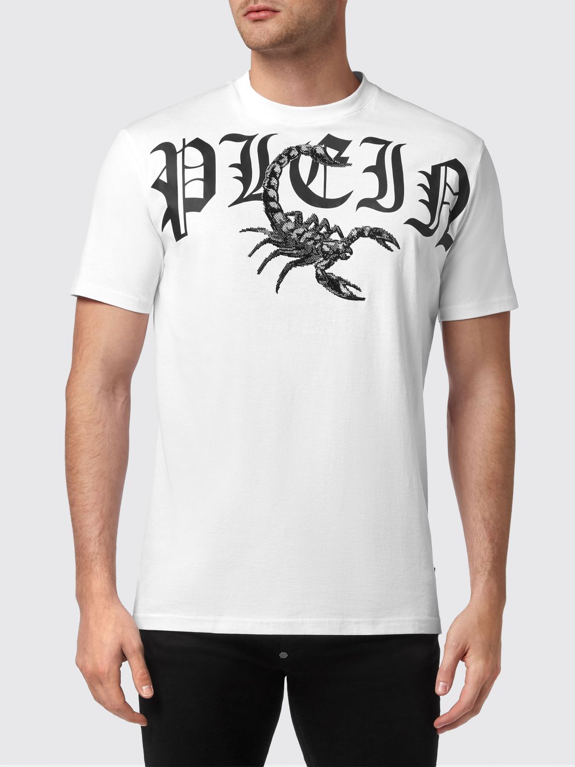 PHILIPP PLEIN Short-Sleeved Cotton T-Shirt with Logo Print