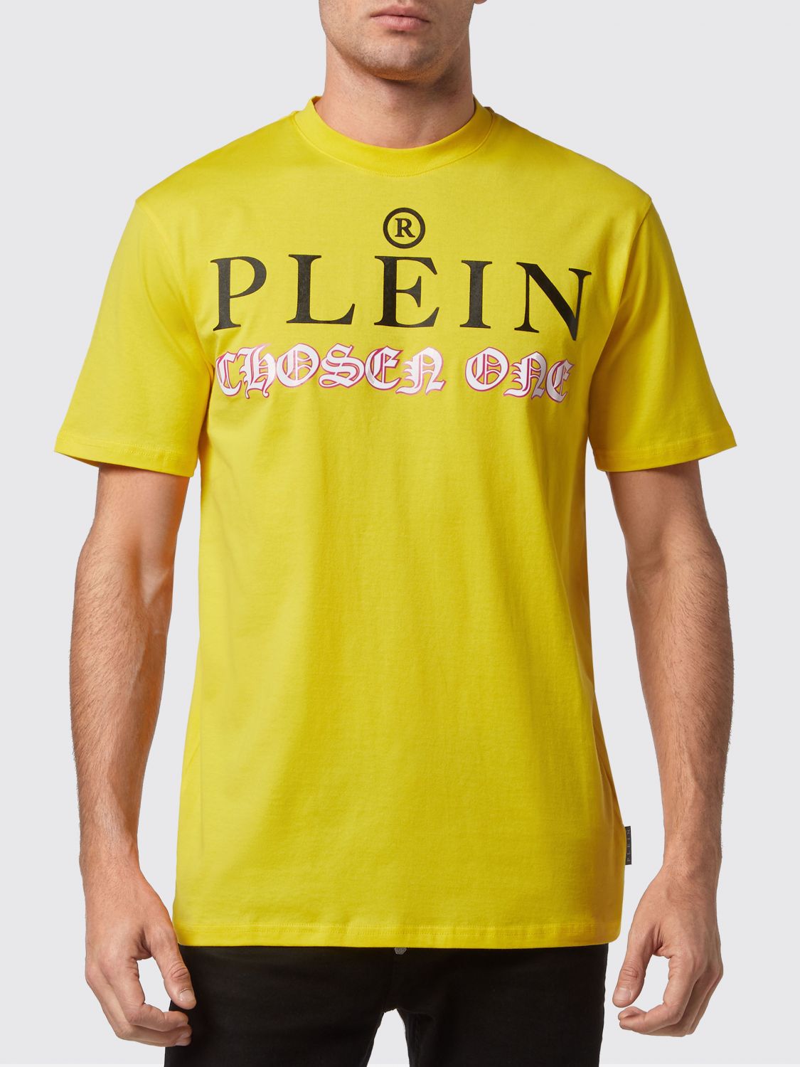 PHILIPP PLEIN Cotton Crew-Neck T-Shirt with Logo Lettering Print
