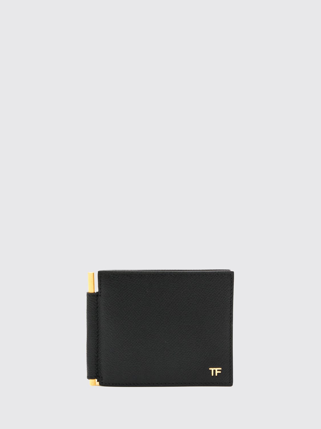 TOM FORD Leather Bifold Wallet with Monogram and Money Clip