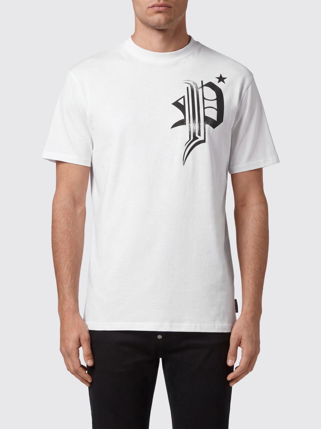 PHILIPP PLEIN T-shirt in cotone con stampa grafica e logo posteriore