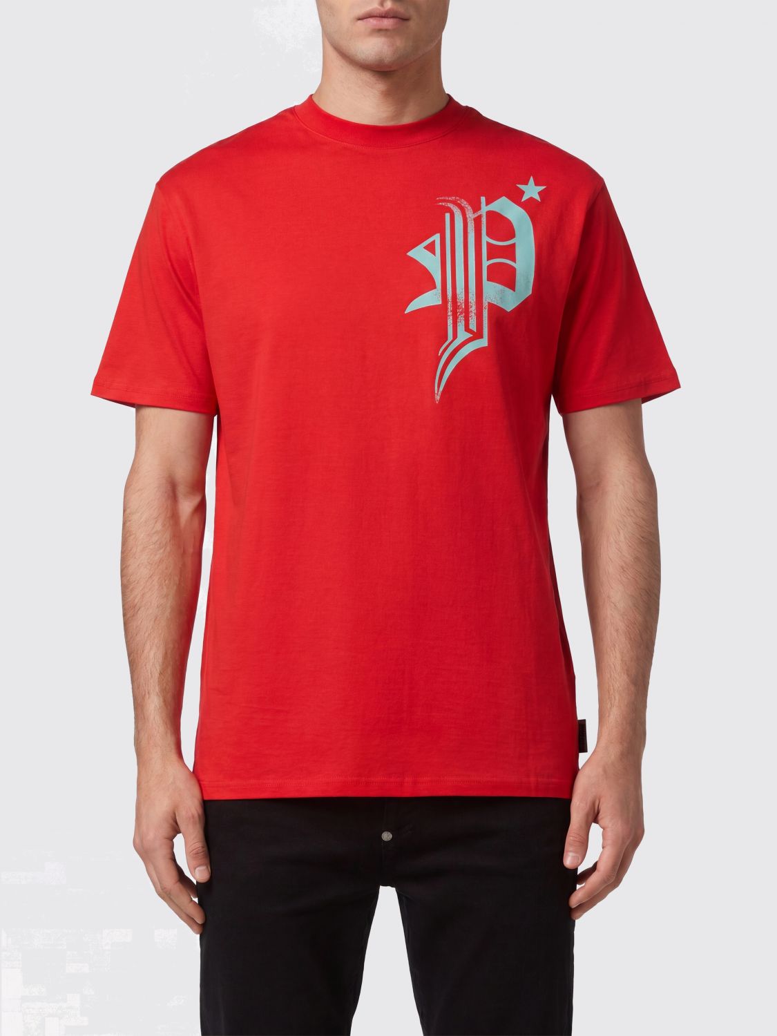 PHILIPP PLEIN Cotton T-Shirt with Graphic Print and Rear Logo