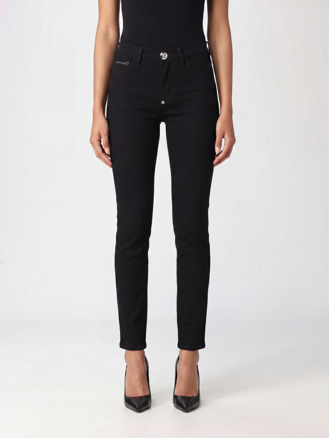PHILIPP PLEIN Jeans straight in denim stretch con logo Hexagon