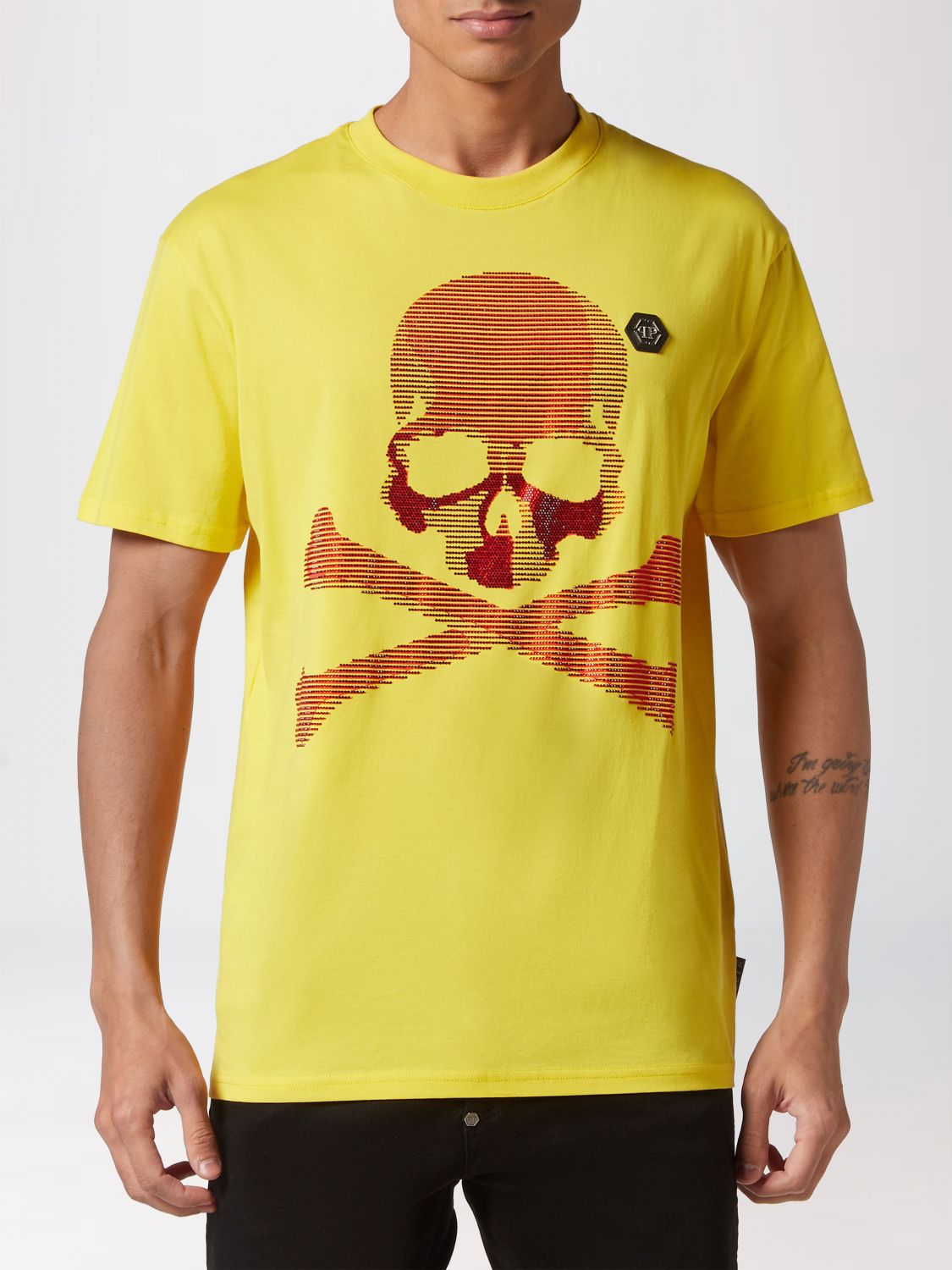 PHILIPP PLEIN T-shirt in cotone a maniche corte con stampa Skull