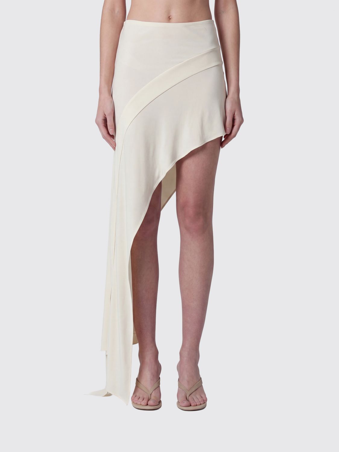 FRANCESCO MURANO Long Asymmetrical Skirt in Viscose with a Low-Rise Elastic Waist