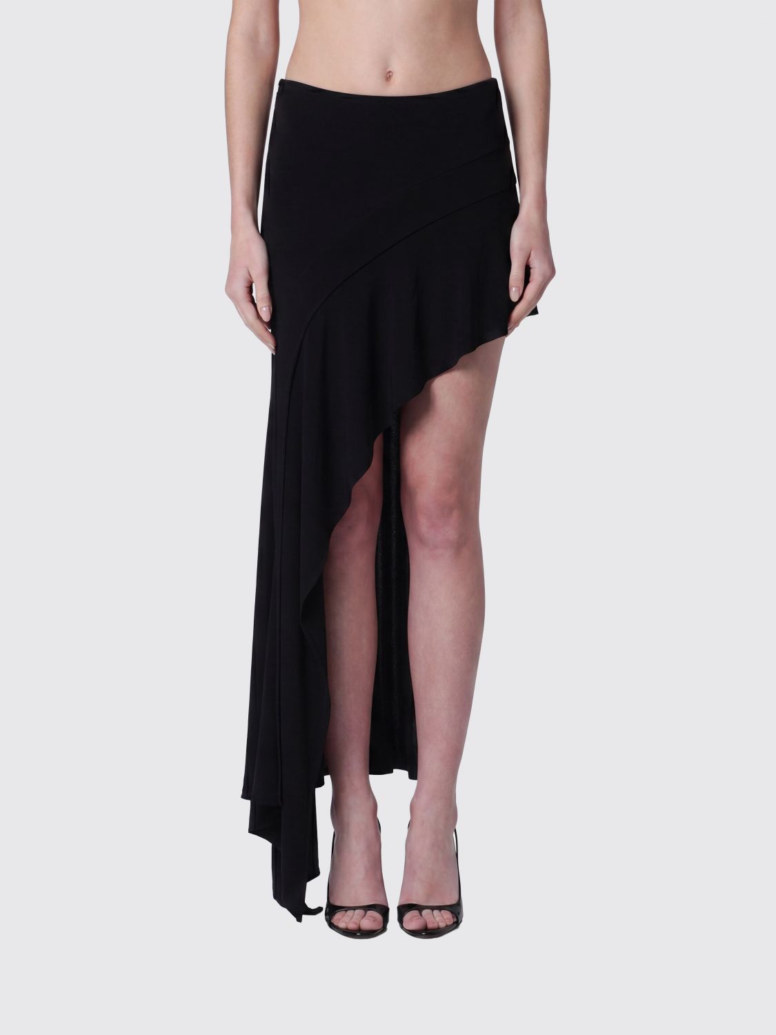 FRANCESCO MURANO Long Asymmetrical Skirt in Viscose with a Low-Rise Elastic Waist