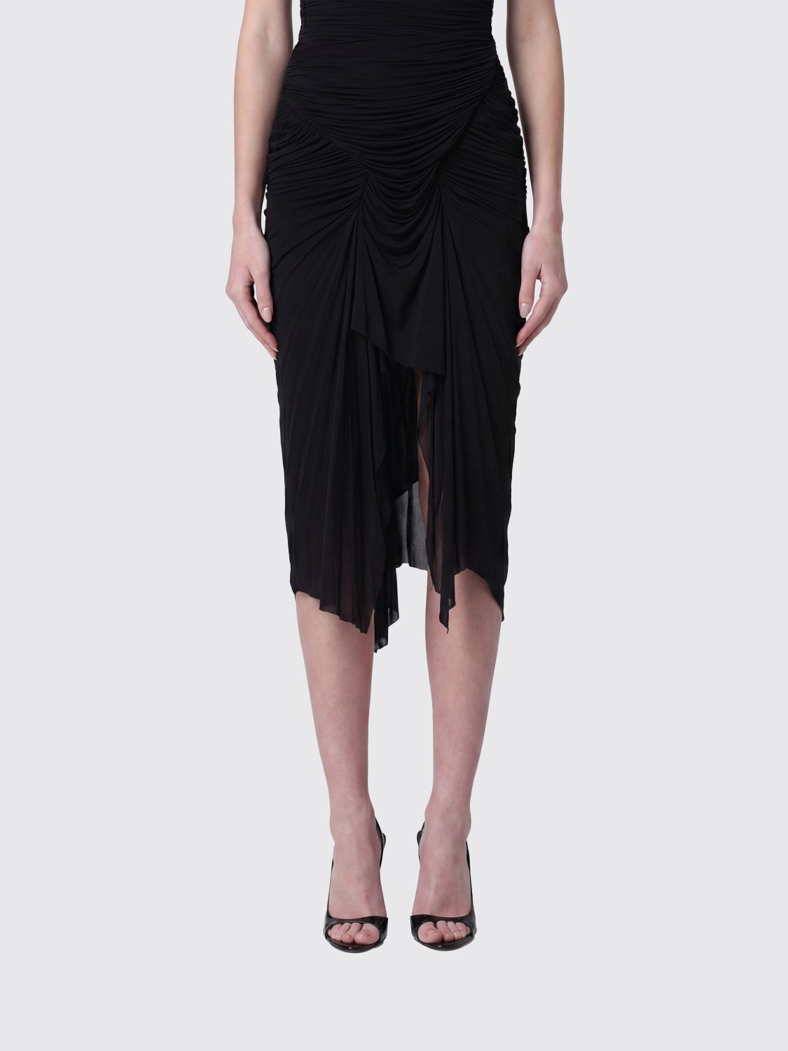 FRANCESCO MURANO Draped Asymmetrical Midi Skirt in Stretch Viscose