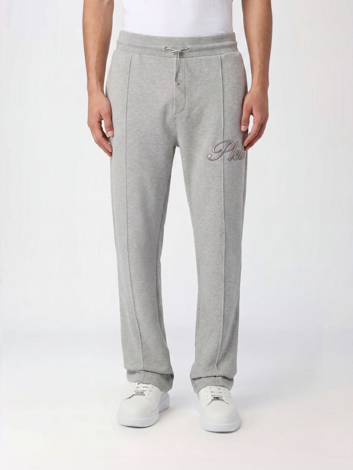 PHILIPP PLEIN Jersey Jogging Trousers with Contrasting Logo and Waist Drawstring