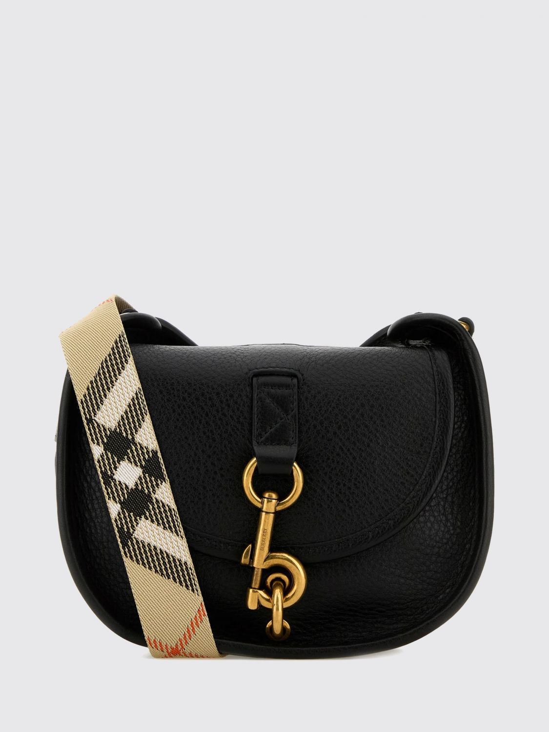 BURBERRY Mini borsa a tracolla B Clip in pelle di vitello martellata
