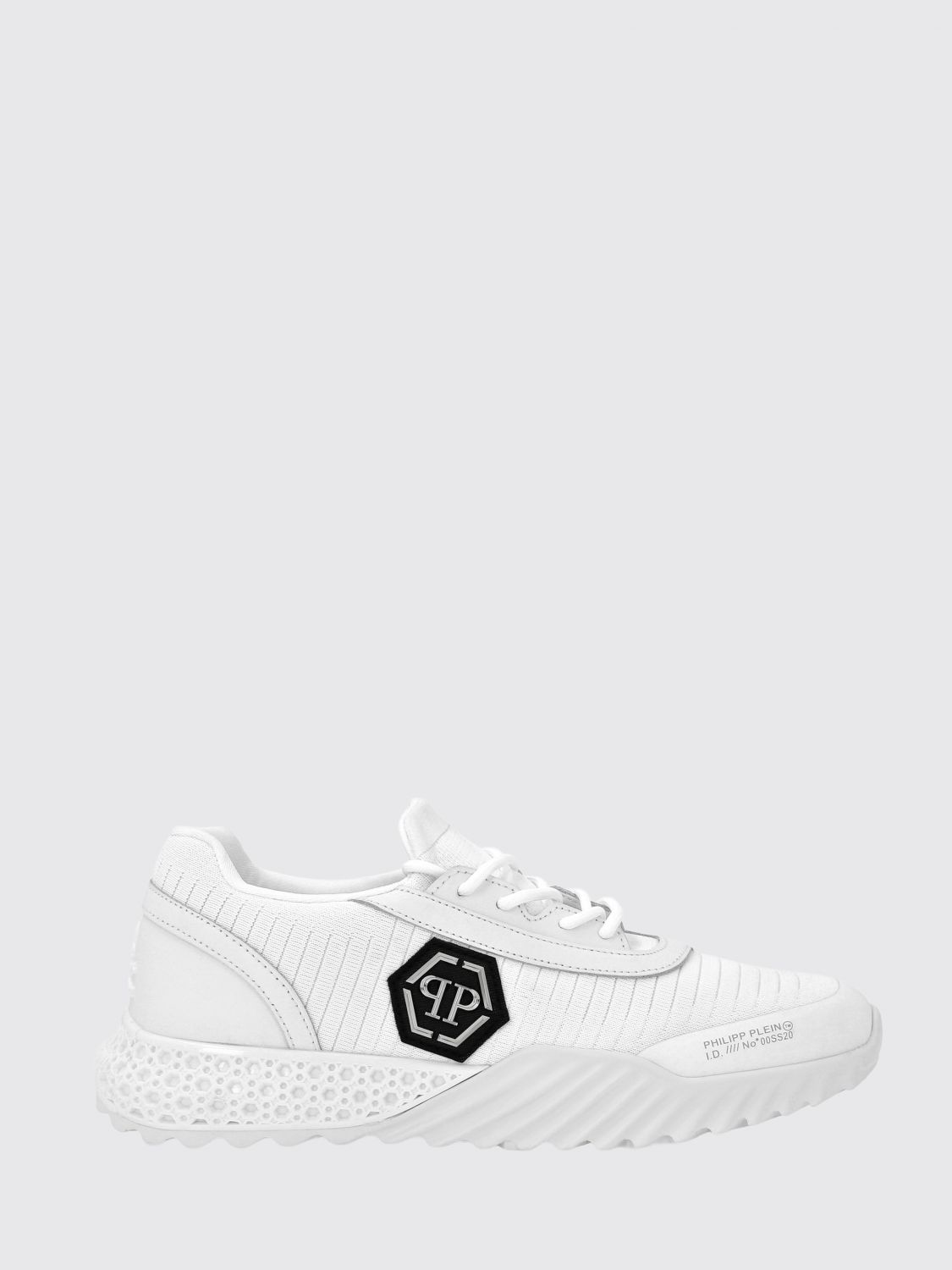 PHILIPP PLEIN Sneakers basse Hexagon Runner in pelle e maglia con monogram