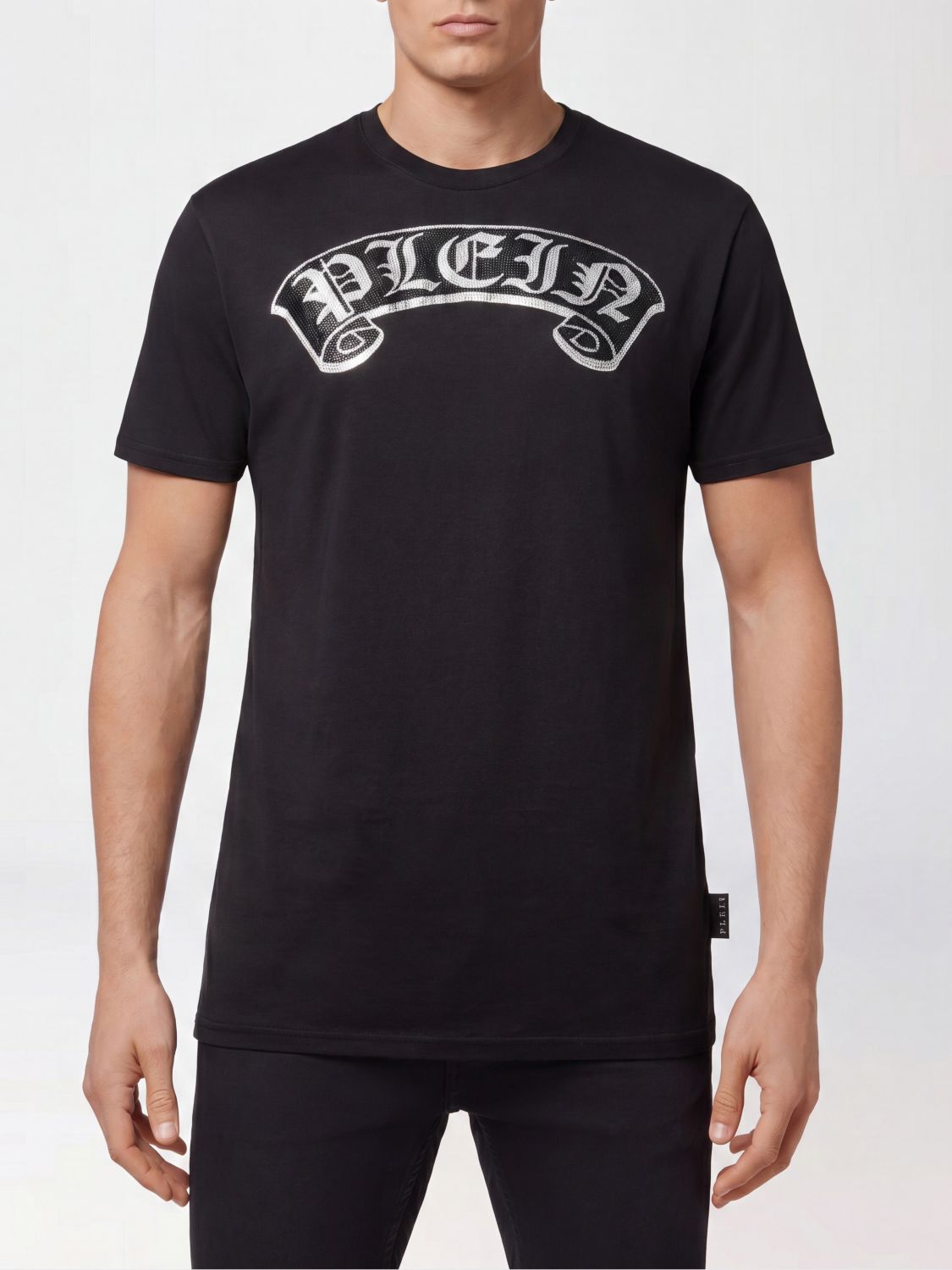 PHILIPP PLEIN T-shirt in cotone con logo ricamato e applicazione di strass