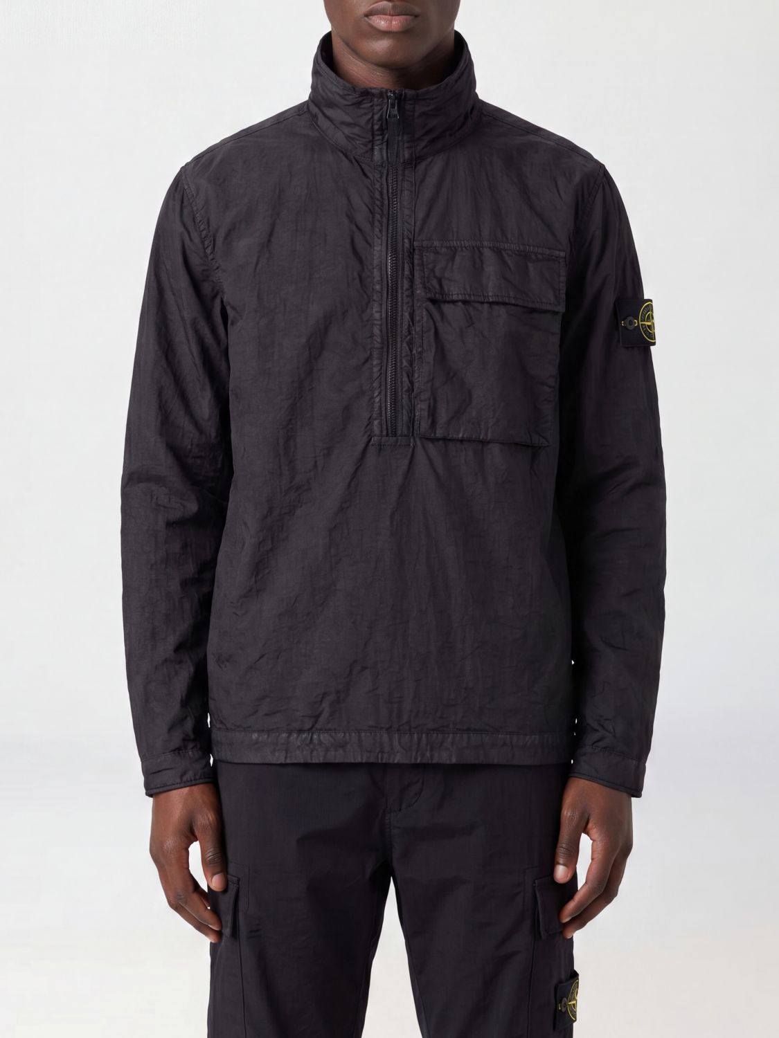 STONE ISLAND Giacca a vento in Nylon Panama con collo alto e chiusura a zip