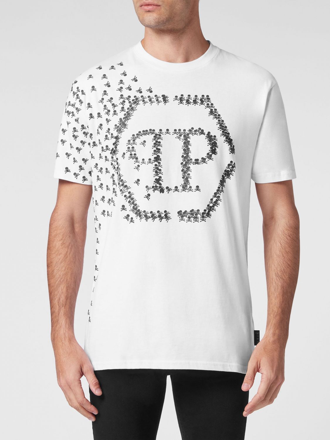 PHILIPP PLEIN T-shirt in cotone con logo Hexagon a contrasto stampato sul petto