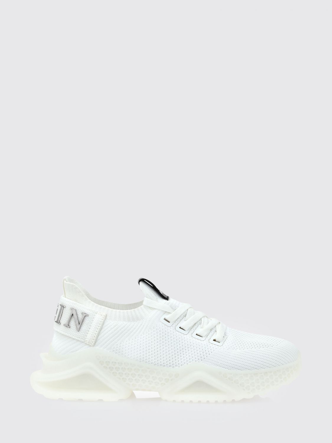PHILIPP PLEIN Low-Top Sneakers in Crochet Knit with Elasticated Ankle and Logo