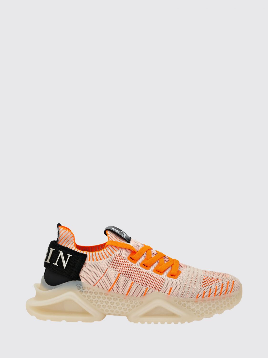 PHILIPP PLEIN Low-Top Sneakers in Crochet Knit with Elasticated Ankle and Logo