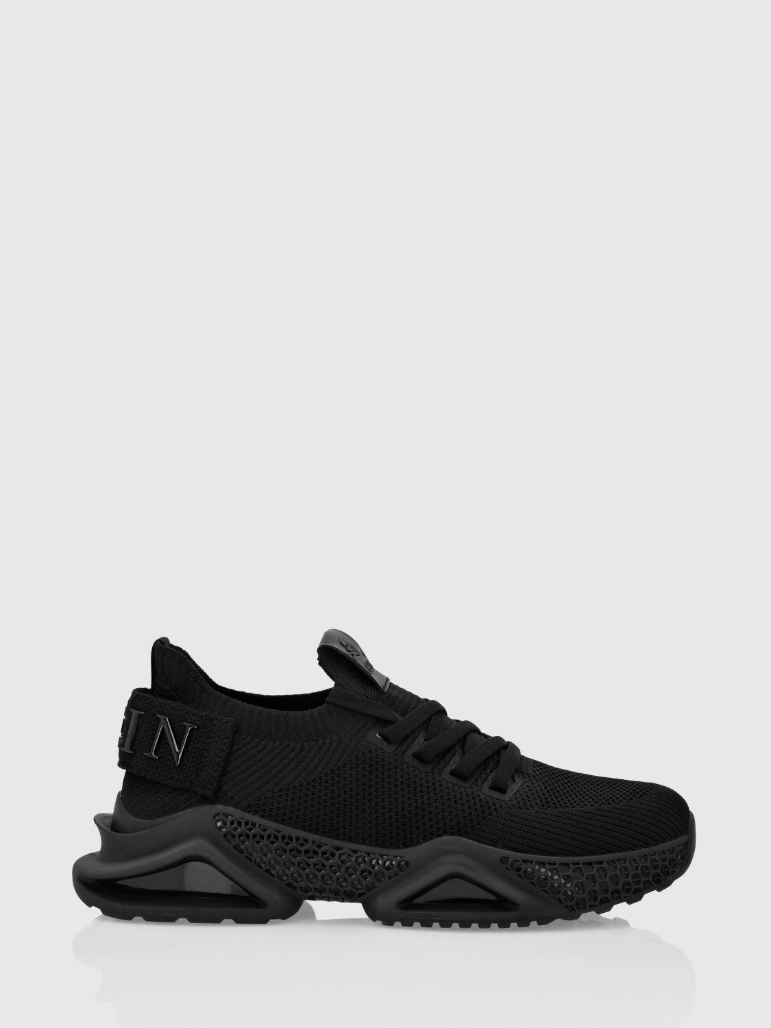 PHILIPP PLEIN Low-Top Sneakers in Crochet Knit with Elasticated Ankle and Logo