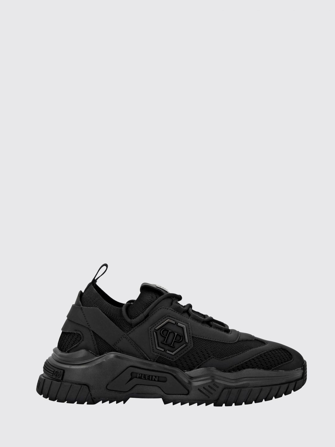 PHILIPP PLEIN Sneakers basse in maglia crochet con suola dentellata e logo Hexagon